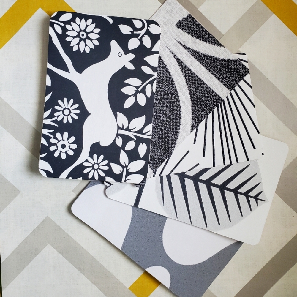🙏 HAND CRAFTED Set of 5 postcards abstract art black white grey 4x6